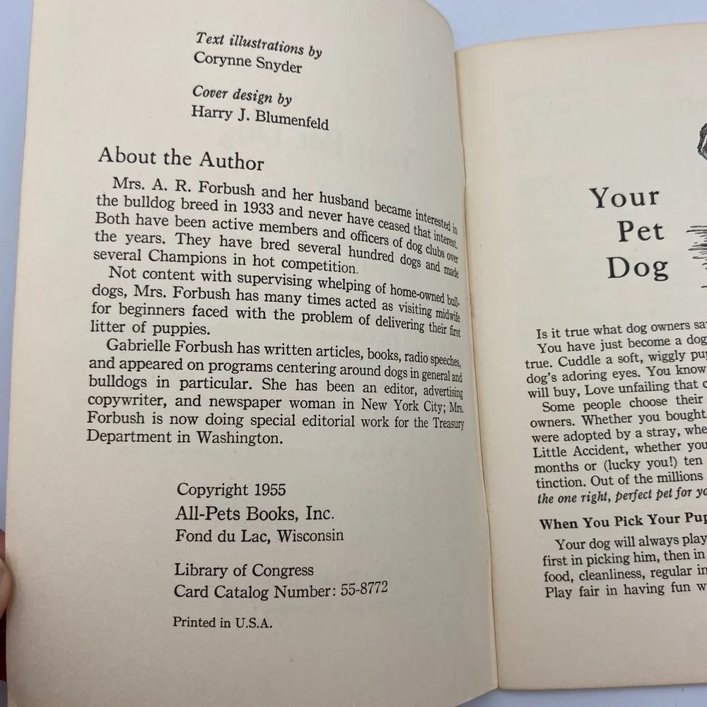 Vintage 1955 Your Pet Dog Gabrielle Forbush All-Pets Books Illustrated Paperback
